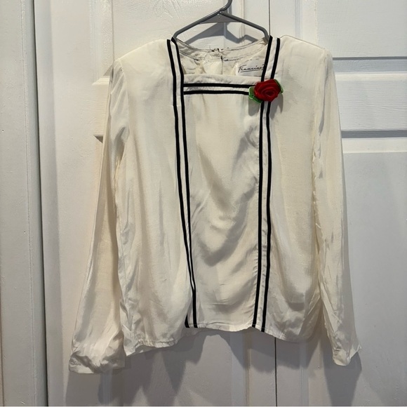 Francine B Tops - Vintage Francine B White Rosette Blouse - Size 5/6